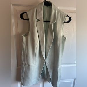 Sleeveless Linen one button blazer - S